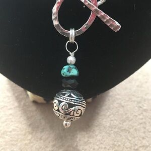 Stainless steel, turquoise and sterling silver ,  Necklace